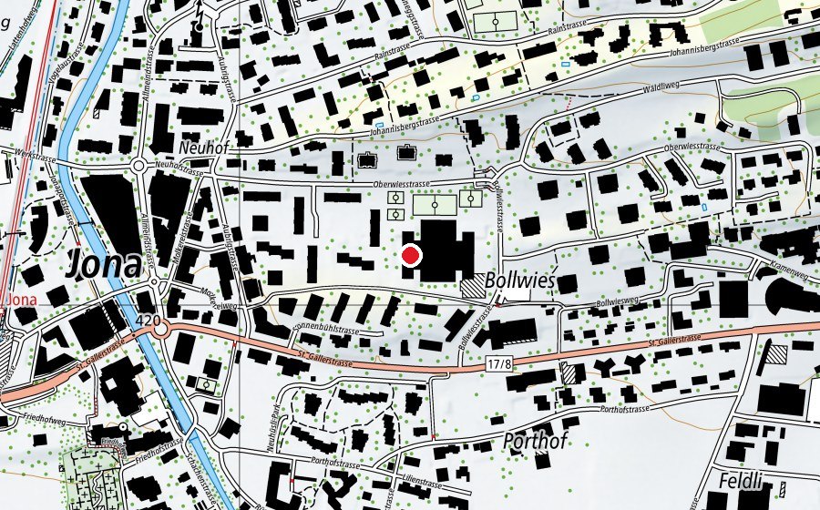 Carte indiquant l’emplacement de Sekundarschule Bollwies (École)