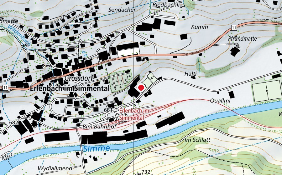 Carte indiquant l’emplacement de Sekundarschule Erlenbach i/S (École)