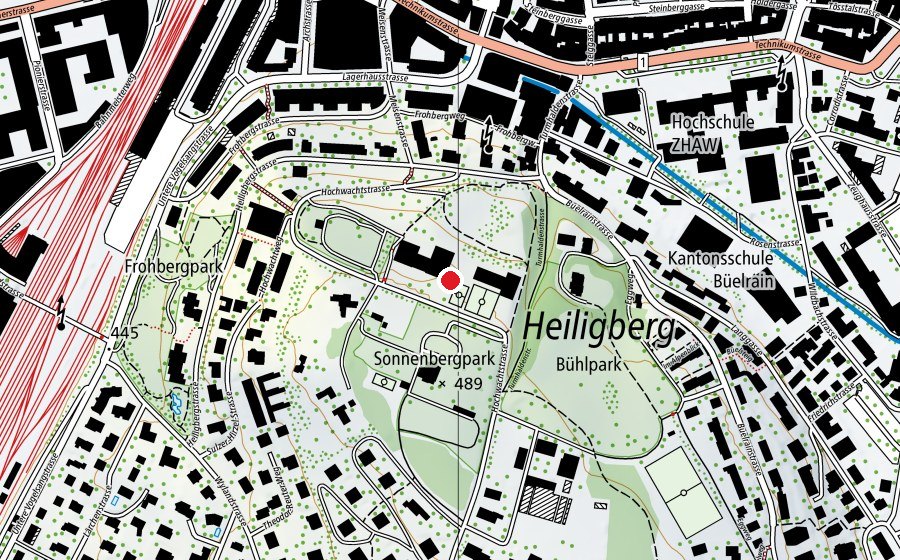Karte mit dem Standort von Sekundarschule Heiligberg (Schule)