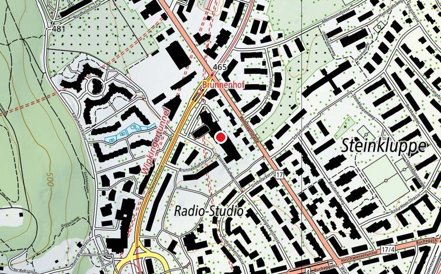 Map showing the location of Sekundarschule + Musikschule Konservatorium Zürich (MKZ) (School)