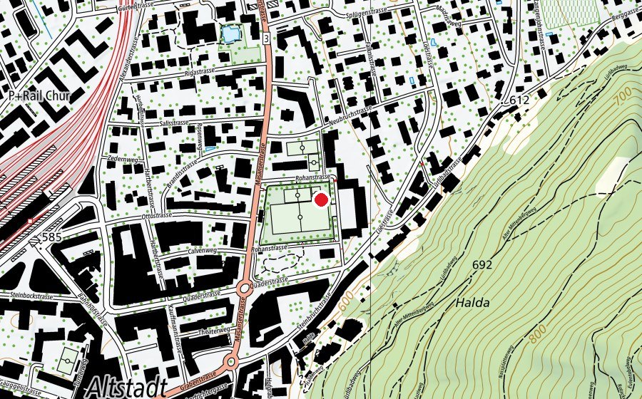 Map showing the location of Sekundarschule Quader (School)