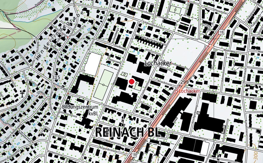 Map showing the location of Sekundarschule Reinach (School)