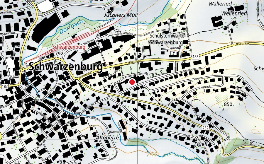 Map showing the location of Sekundarschule (School)