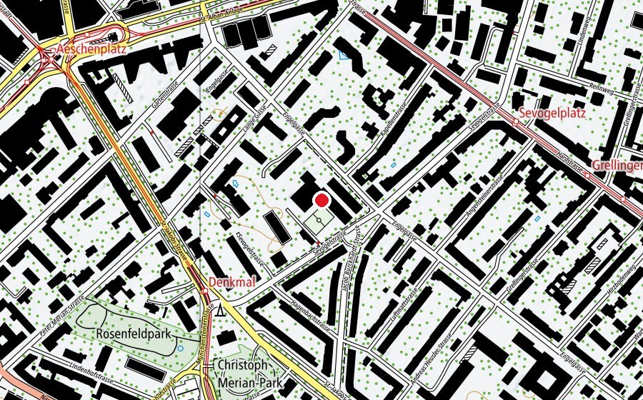 Map showing the location of Sekundarschule St. Alban (School)
