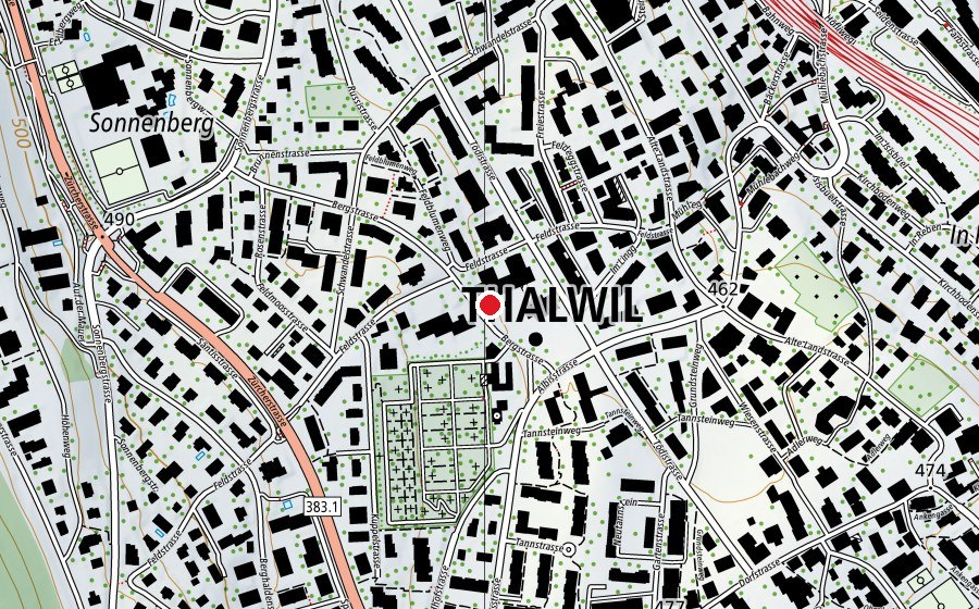 Carte indiquant l’emplacement de Sekundarschule Thalwil (École)