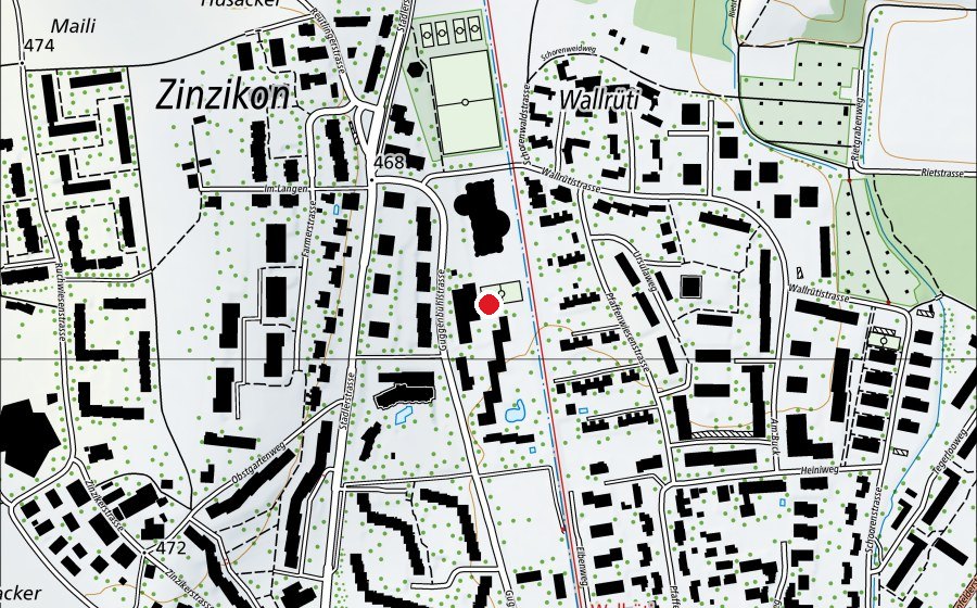 Map showing the location of Sekundarschule Wallrüti (School)