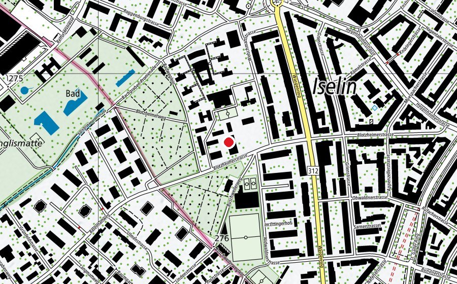 Map showing the location of Sekundarschule Wasgenring (School)
