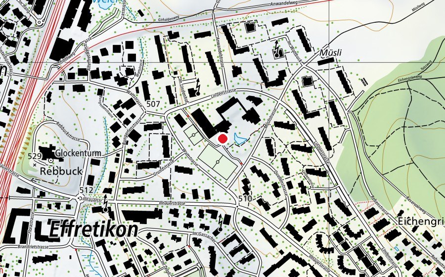 Karte mit dem Standort von Sekundarschule Watt (Schule)