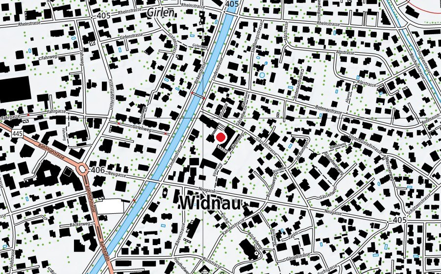 Carte indiquant l’emplacement de Sekundarschule Widnau - Oberstufe Gässeli (École)
