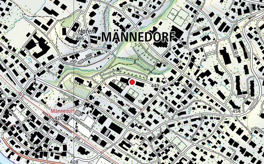 Map showing the location of Sekundarschulhaus (School)