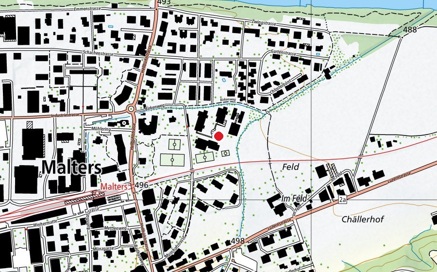 Carte indiquant l’emplacement de Sekundarschulhaus Muoshof (École)