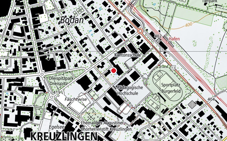 Map showing the location of Sekundarschulhaus Pestalozzi (School)