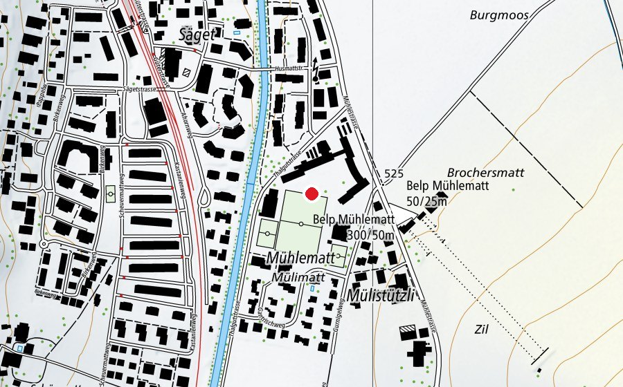 Carte indiquant l’emplacement de Sekundarstufe 1 Mühlematt (École)