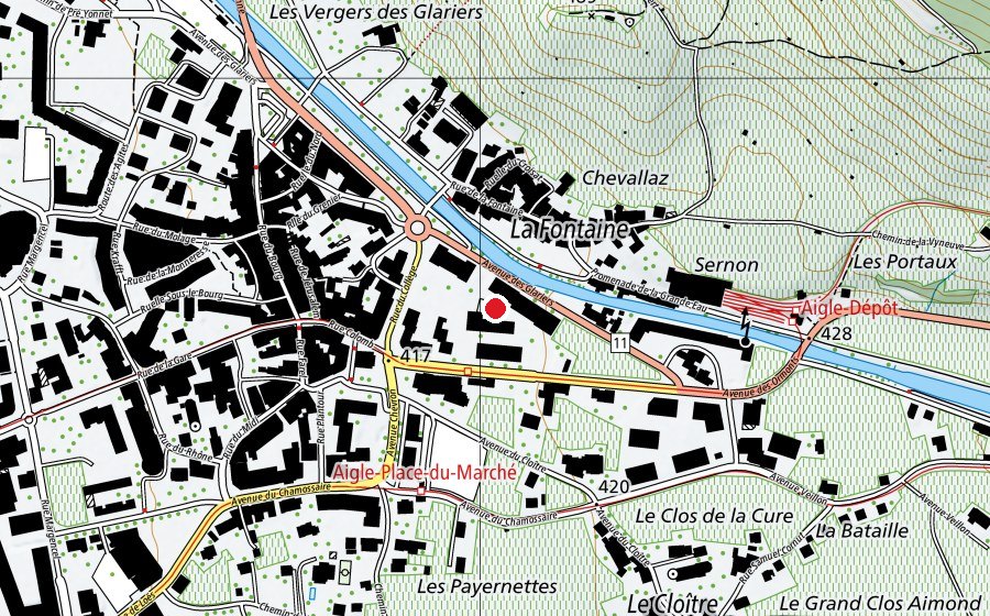 Mappa con la posizione di Site de la Grande Eau (Scuola)