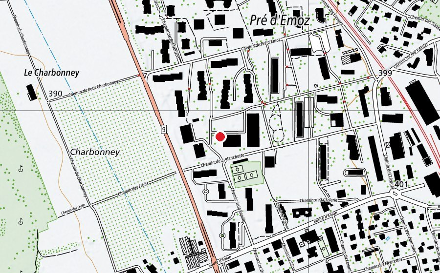 Carte indiquant l’emplacement de Site de la Planchette (École)