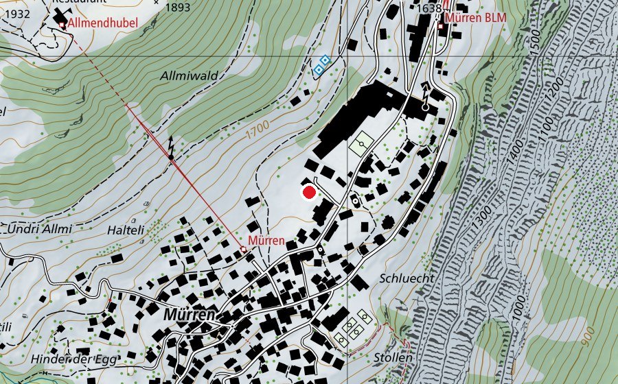 Mappa con la posizione di Ski- und Snowboardschule Mürren (Scuola)