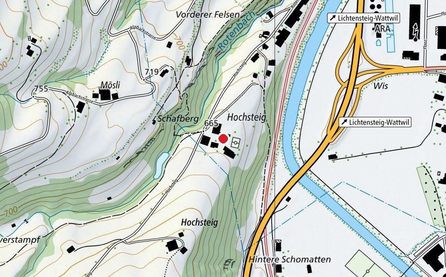 Carte indiquant l’emplacement de Sonderschulheim Hochsteig (École)