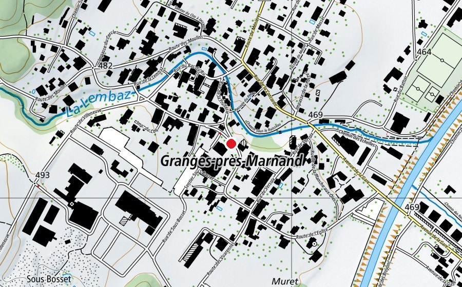 Carte indiquant l’emplacement de Sous-Bosset (École)
