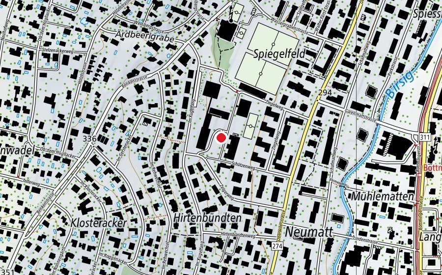 Map showing the location of Spiegelfeld (School)