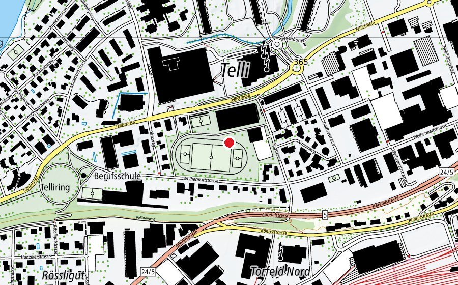 Carte indiquant l’emplacement de Sportanlage Alte Kantonsschule (École)