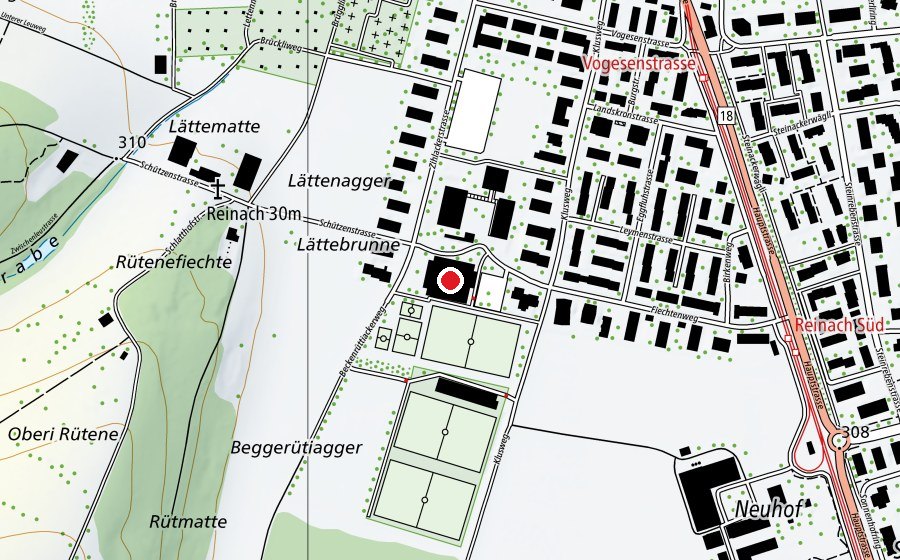 Karte mit dem Standort von Sporthalle Fiechten (Schule)