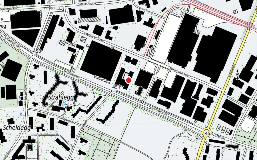 Map showing the location of Sportschule Winterthur (School)