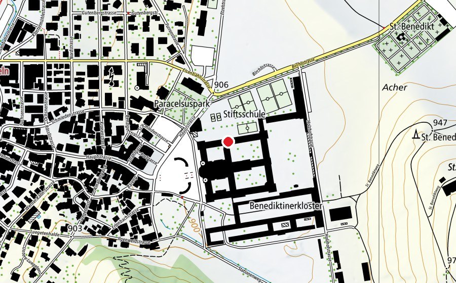 Carte indiquant l’emplacement de Stiftsschule Einsiedeln (École)