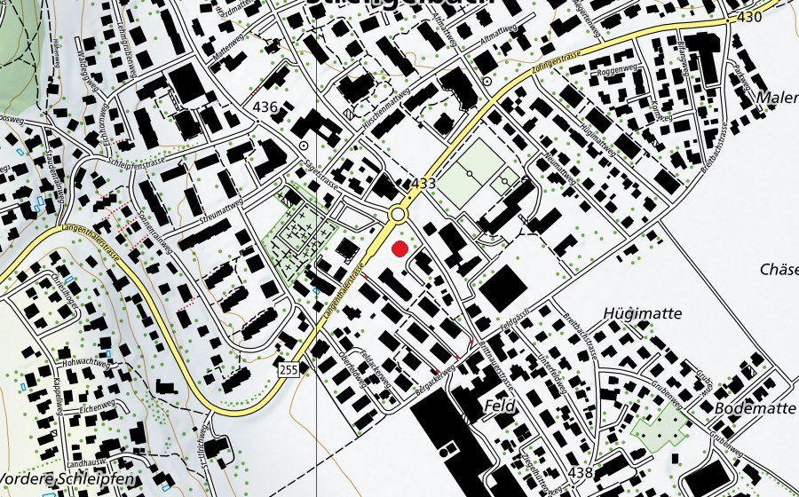 Map showing the location of Strengelbach Kreuzplatz (School)
