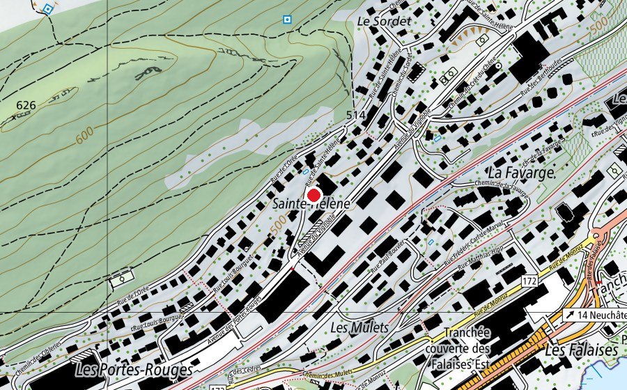Carte indiquant l’emplacement de Swiss Police School (École)