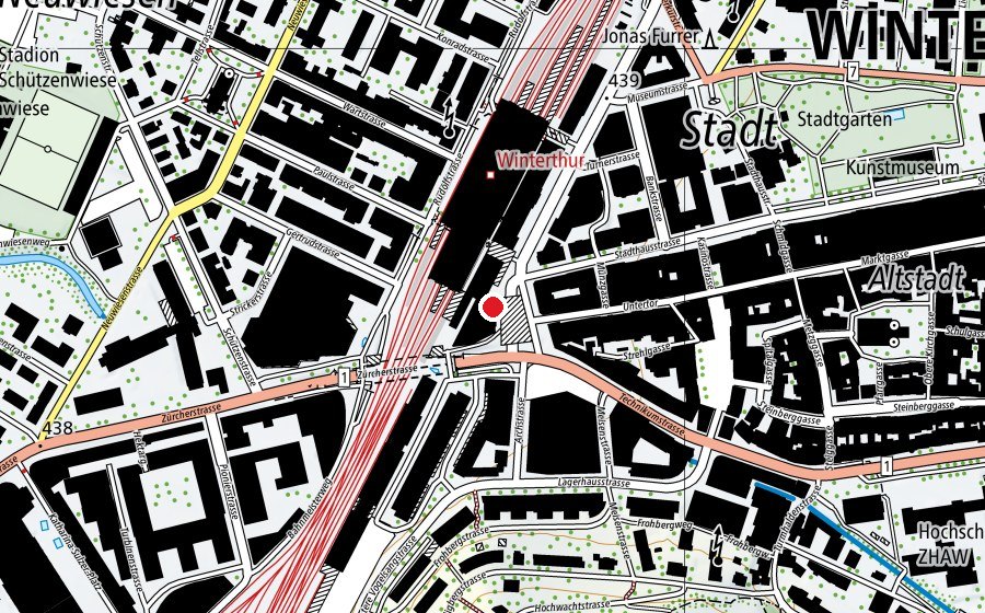 Carte indiquant l’emplacement de SWS Sprach- u. Handelsschule (École)