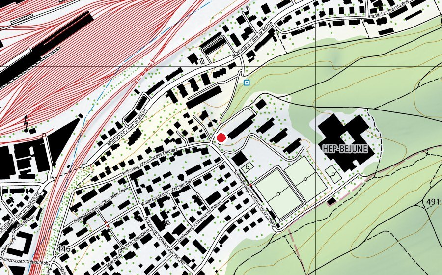Map showing the location of Tagesschule Linde / École à journée continue du tilleul (School)