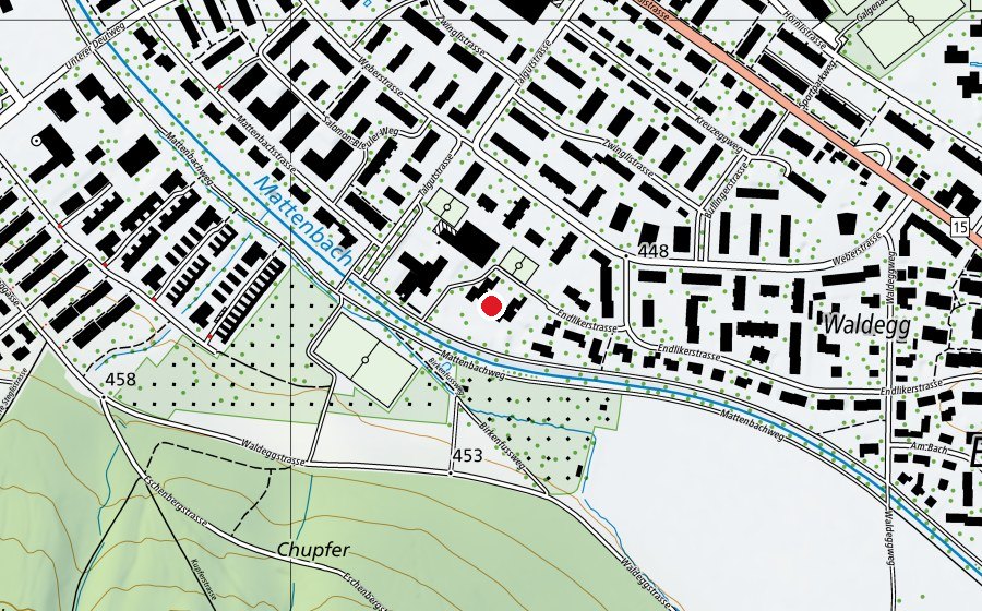 Map showing the location of Tagesschule Mattenbach (School)