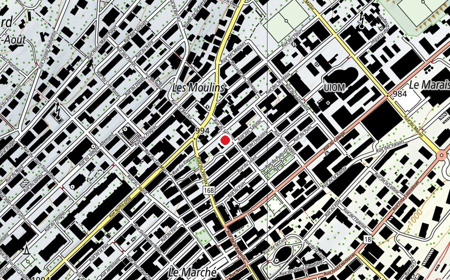 Mappa con la posizione di Terreaux 8 (Scuola)