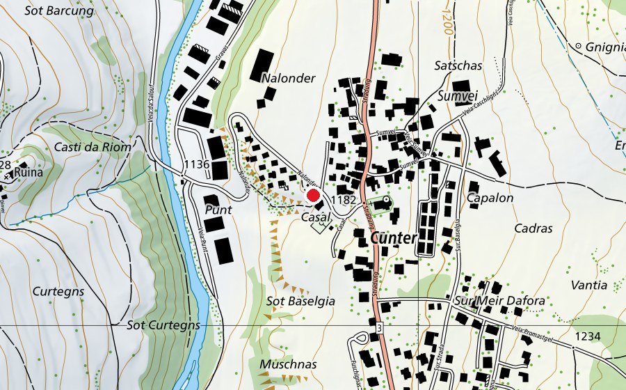 Mappa con la posizione di Tgesa Communala (Scuola)