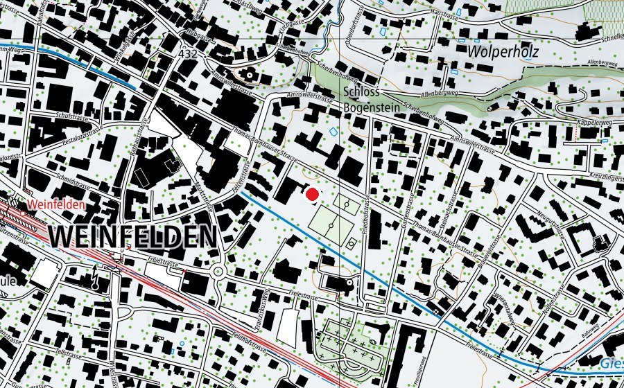 Map showing the location of Thomas Bornhauser Schulhaus (School)