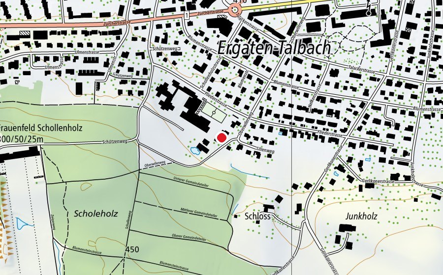 Map showing the location of Thurgauer Sprachschule (School)