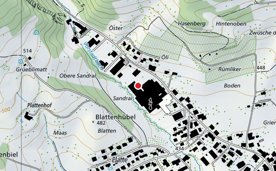 Carte indiquant l’emplacement de Tontechnikschule TTS (École)