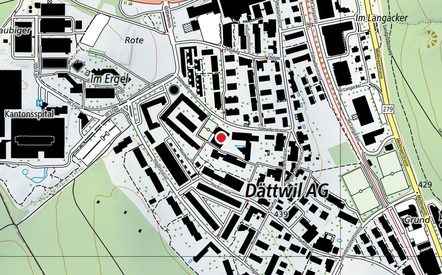 Carte indiquant l’emplacement de Turnhalle, Aula (École)