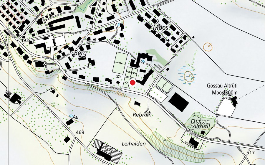 Map showing the location of Turnhalle Berg II (School)