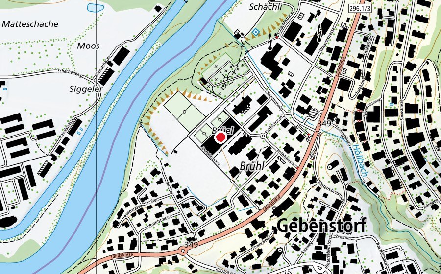 Carte indiquant l’emplacement de Turnhalle Brühl (École)