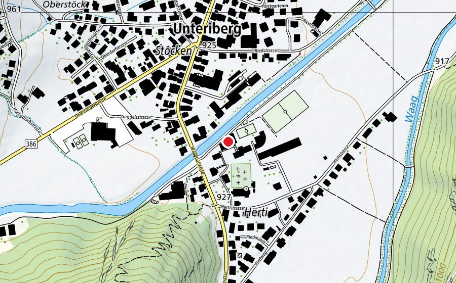 Map showing the location of Turnhalle Schulhaus Herti (School)