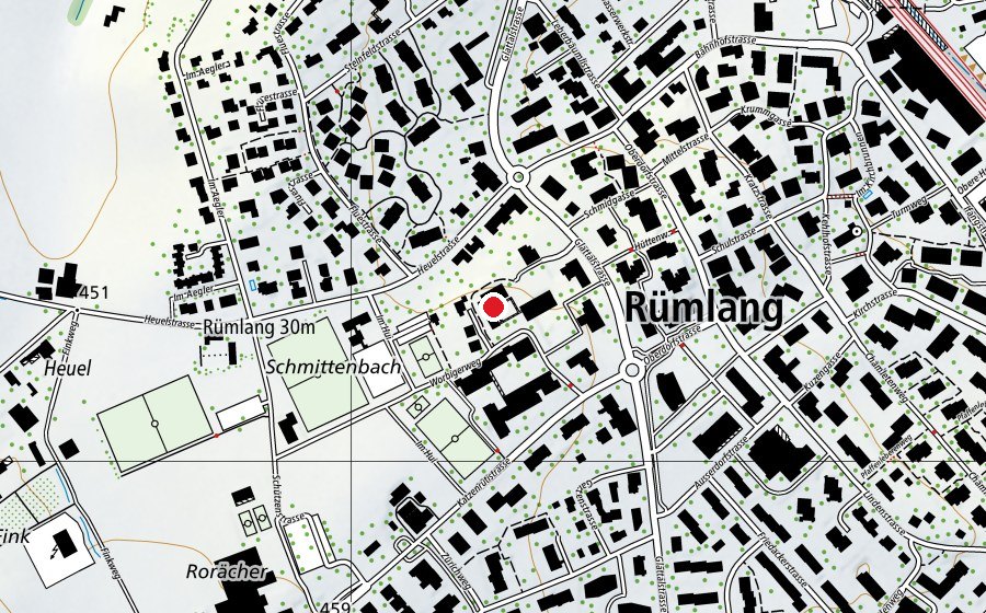Map showing the location of Turnhalle und Schwimmbad (School)