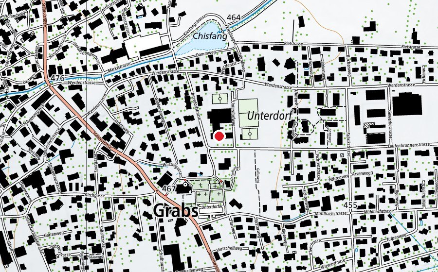 Carte indiquant l’emplacement de Unterdorf (École)