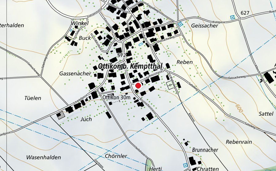 Mappa con la posizione di Unteres Schulhaus Ottikon (Scuola)