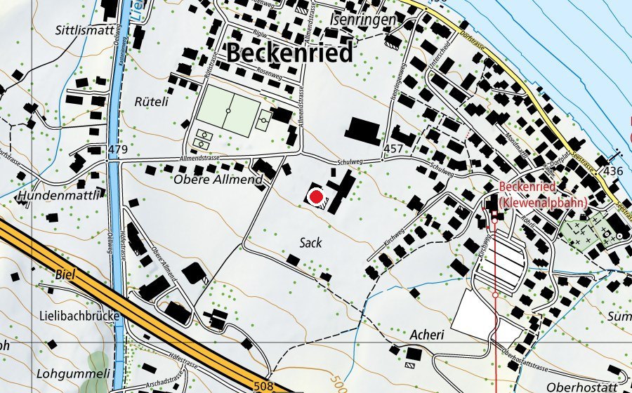 Carte indiquant l’emplacement de Unterstufenschulhaus Beckenried (École)