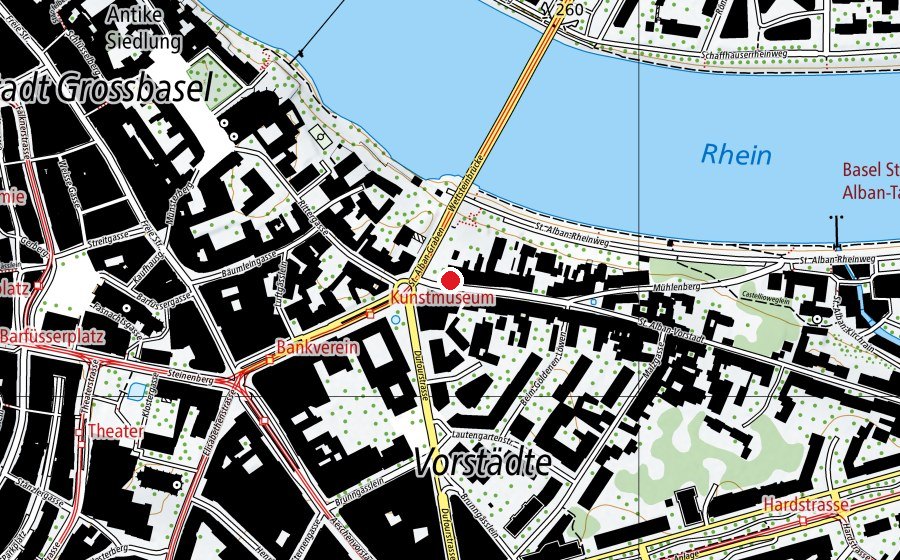 Map showing the location of Volkshochschule beider Basel (School)