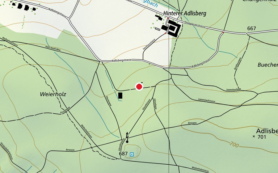 Karte mit dem Standort von Waldschule Adlisberg (Schule)
