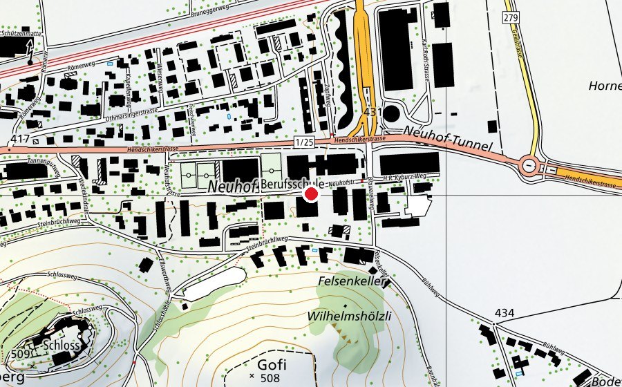 Map showing the location of Weiterbildungszentrum Berufsschule Lenzburg (School)