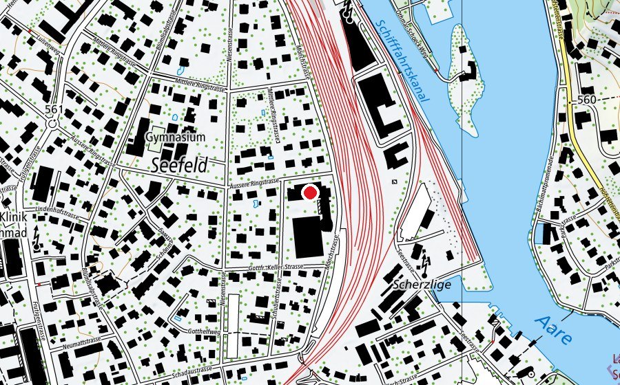 Map showing the location of Wirtschaftsschule Thun (School)