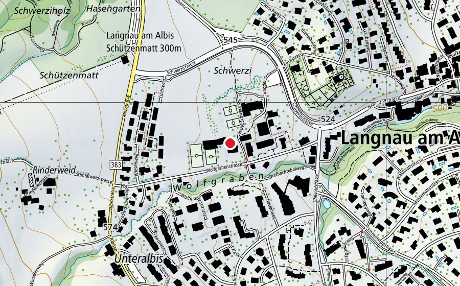 Karte mit dem Standort von Wolfgraben (Schule)
